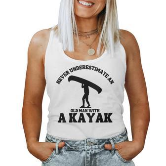 Never Underestimate An Old Man With A Kayak Man Canoe Women Tank Top - Seseable