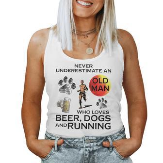 Never Underestimate An Old Man Who Loves Beer Dogs Running Women Tank Top - Seseable