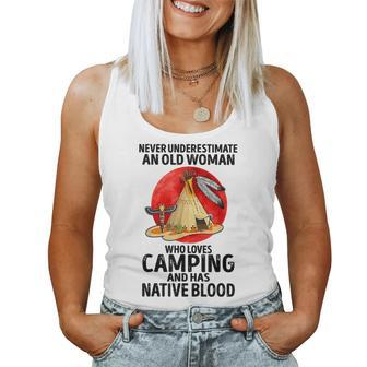 Never Underestimate An Old Woman Who Loves Camping Women Tank Top | Mazezy