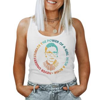Never Underestimate The Power Of A Girl With A Book Rbg Ruth Women Tank Top - Thegiftio UK