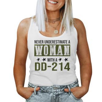 Never Underestimate A Woman With Dd-214 Military Veteren Women Tank Top | Mazezy DE
