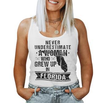 Never Underestimate A Woman Who Grew Up In Florida Women Tank Top | Mazezy UK
