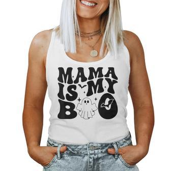Vintage Groovy Mama Is My Boo Happy Halloween Vibes Women Tank Top - Seseable