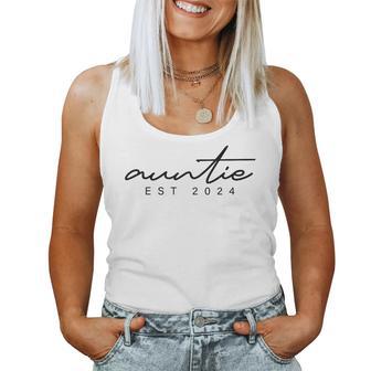 Vintage Soon To Be Auntie Est 2024 Pregnancy Announcement Women Tank Top - Thegiftio UK