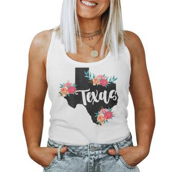 Vintage Texas Home State Map Pride Flowers Retro Rodeo Women Tank Top | Mazezy
