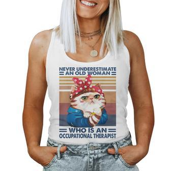 Vintage Never Underestimate And Old Woman Who Is An Women Tank Top - Thegiftio UK