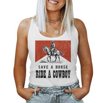 Vintage Western Country Save A Horse Ride A Cowboy Horseback Women Tank Top - Monsterry