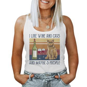 I Like Wine And Cats And Maybe 3 People Women Tank Top - Seseable