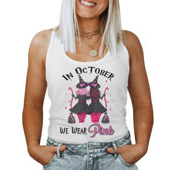 Witches In October We Wear Pink Autumn Fall Breast Cancer Women Tank Top - Thegiftio UK