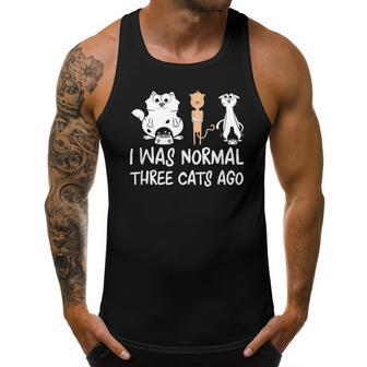 Crazy Cat Lady Funny Cats I Was Normal Three Cats Ago Men Tank Top Graphic | Mazezy