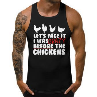I Was Crazy Before The Chickens Funny Chicken Lover Men Tank Top Graphic | Mazezy