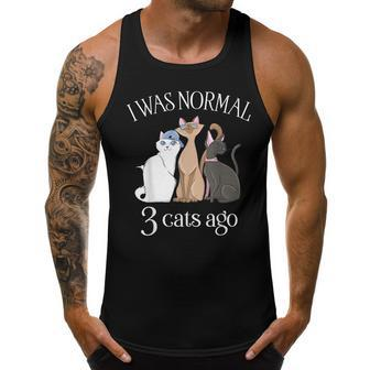 I Was Normal 3 Cats Ago T Cat Mom Dad Crazy Cat Lady Gifts For Mom Funny Gifts Men Tank Top Graphic | Mazezy