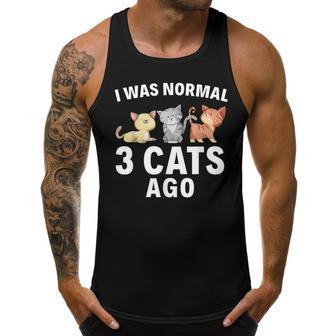 I Was Normal Three Cats Ago Crazy Cat Lady Gift Men Tank Top Graphic | Mazezy