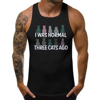 I Was Normal Three Cats Ago - Funny Crazy Cat Lady Men Tank Top Graphic | Mazezy