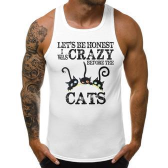 Lets Be Honest I Was Crazy Before The Cats Halloween Lady Halloween Funny Gifts Men Tank Top Graphic | Mazezy