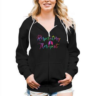Fun Respiratory Therapist Rt Care Week Colorful Lungs Women Zip Hoodie | Mazezy