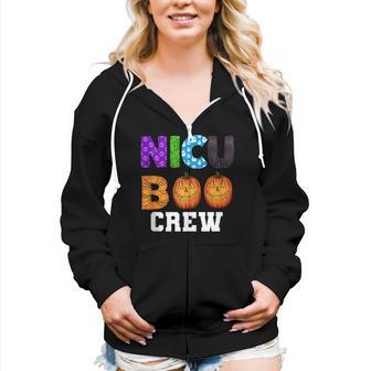 Halloween Nicu Nursing Boo Crew Neonatal Nurses Women Zip Hoodie | Mazezy