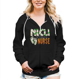 Halloween Nicu Nursing Mummy Costumes Neonatal Nurses Women Zip Hoodie | Mazezy