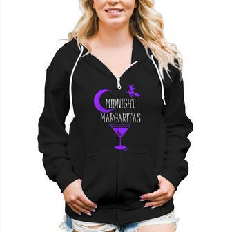 Midnight Margaritas Witch Halloween Drinking Women Zip Hoodie | Mazezy