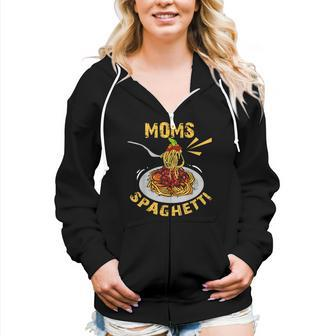Moms Spaghetti Food Lovers Novelty Women Zip Hoodie Casual Graphic Zip Up Hooded Sweatshirt | Mazezy