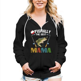 Ofishally The Best Mama Fishing Rod Mommy Women Zip Hoodie Casual Graphic Zip Up Hooded Sweatshirt | Mazezy AU