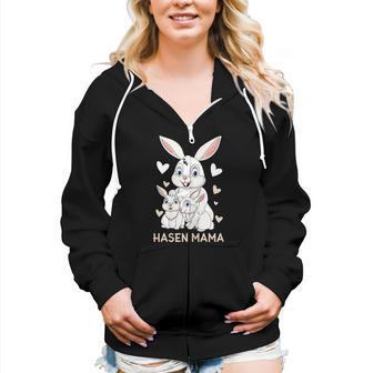 Rabbit Mum Cute Bunny Outfit For Girls Women Zip Hoodie Casual Graphic Zip Up Hooded Sweatshirt | Mazezy