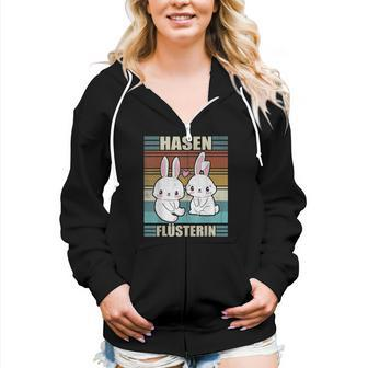 Rabbit Whispering Cute Rabbit Mum Rabbit Women Zip Hoodie Casual Graphic Zip Up Hooded Sweatshirt | Mazezy