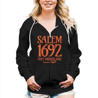 Salem 1692 They Missed One Witch Halloween Vintage Women Zip Hoodie | Mazezy