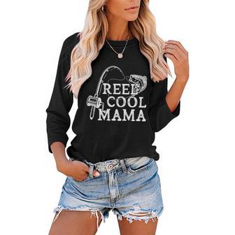 Retro Reel Cool Mama Fishing Fisher Mothers Day Gift For Women Women Baseball Tee Raglan Graphic Shirt | Mazezy