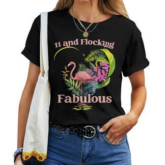 11 Years Old And Flocking Fabulous Flamingo Birthday Women T-shirt Crewneck | Mazezy UK