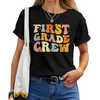 1St Grade Crew Funny Kindergarten Teacher Back To School Women T-shirt Short Sleeve Graphic - Monsterry AU