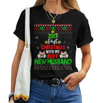 2023 First Christmas With My Hot New Husband Ugly Sweater Women T-shirt | Mazezy