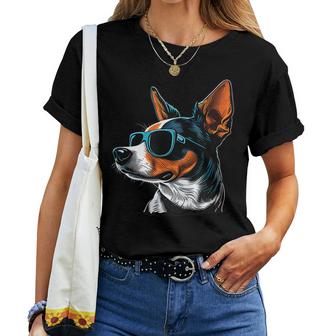 Dad Mom Cool Dog Sunglasses Rat Terrier Women T-shirt Casual Daily Crewneck Short Sleeve Graphic Basic Unisex Tee