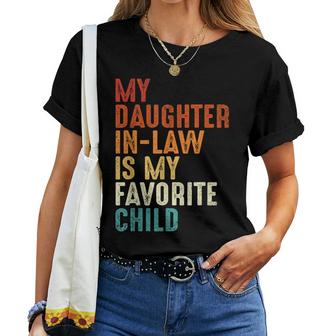 My Daughter In Law Is My Favorite Child Retro Fathers Day Women T-shirt Casual Daily Crewneck Short Sleeve Graphic Basic Unisex Tee