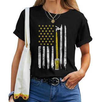 Craft Beer American Flag Usa 4Th Of July Brewery America Women T-shirt Casual Daily Crewneck Short Sleeve Graphic Basic Unisex Tee