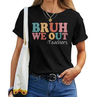 Bruh We Out Teachers Happy Last Day Of School Retro Vintage Women T-shirt Casual Daily Crewneck Short Sleeve Graphic Basic Unisex Tee