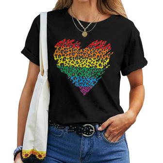 Vintage Leopard Rainbow Women T-shirt Casual Daily Crewneck Short Sleeve Graphic Basic Unisex Tee