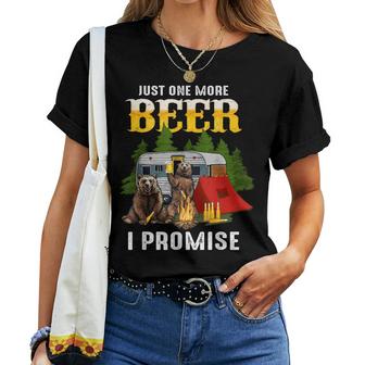 Just One More Beer I Promise Funny Bear Camping  Women T-shirt Casual Daily Crewneck Short Sleeve Graphic Basic Unisex Tee