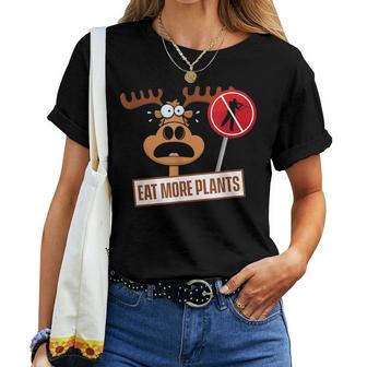 Eat More Plants Moose Big Game Hunter  Women T-shirt Casual Daily Crewneck Short Sleeve Graphic Basic Unisex Tee