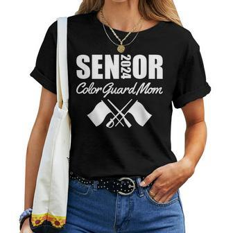 2024 Senior Color Guard Mom Flag Marching Band Parent Helper Women T-shirt - Seseable