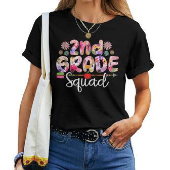 2Nd Grade Squad Colorful Flowers Matching Students Teacher Women T-shirt - Seseable