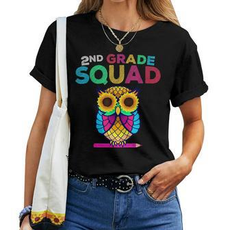 2Nd Grade Squad Sunflower Owl Second Grade Teacher Women T-shirt | Mazezy
