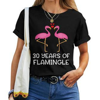 30 Years Of Flamingle Flamingo Couple Matching Anniversary Women T-shirt Casual Daily Crewneck Short Sleeve Graphic Basic Unisex Tee