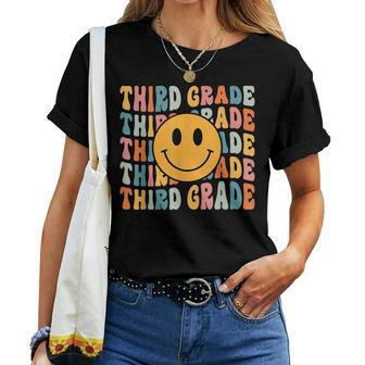 3Rd Grade Teacher Squad Smile Face Retro Third Grade For Teacher Women T-shirt | Mazezy