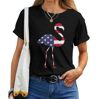 4Th Of July Flamingo Usa American Flag Patriotic Women T-shirt | Mazezy