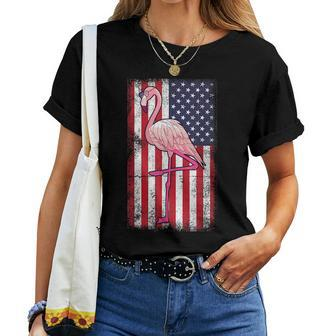 4Th Of July Independence Day Men Women Flamingos Usa Flag Women T-shirt Crewneck | Mazezy