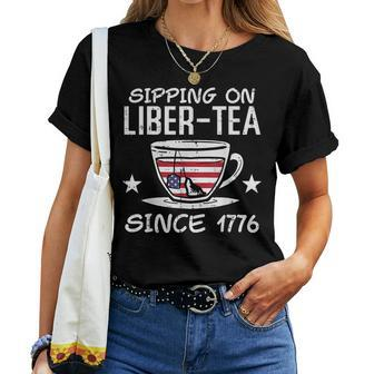 4Th July Sipping Liber Tea Since 1776 Usa America Women Men Women T-shirt | Mazezy