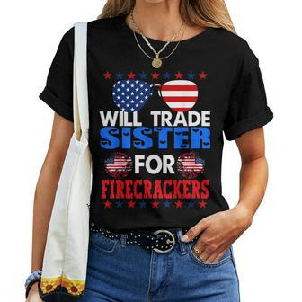 4Th Of July Trade Sister For Firecrackers For Sister Women T-shirt | Mazezy