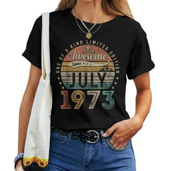 50 Year Old Awesome Since July 1973 50Th Birthday 50Th Birthday Women T-shirt Crewneck | Mazezy