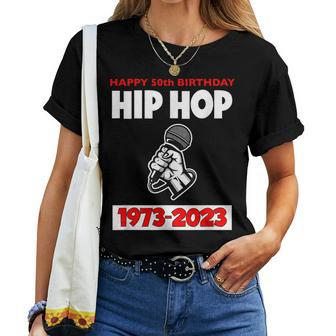 50 Years Hip Hop 50Th Anniversary Retro Mic Women T-shirt - Monsterry CA